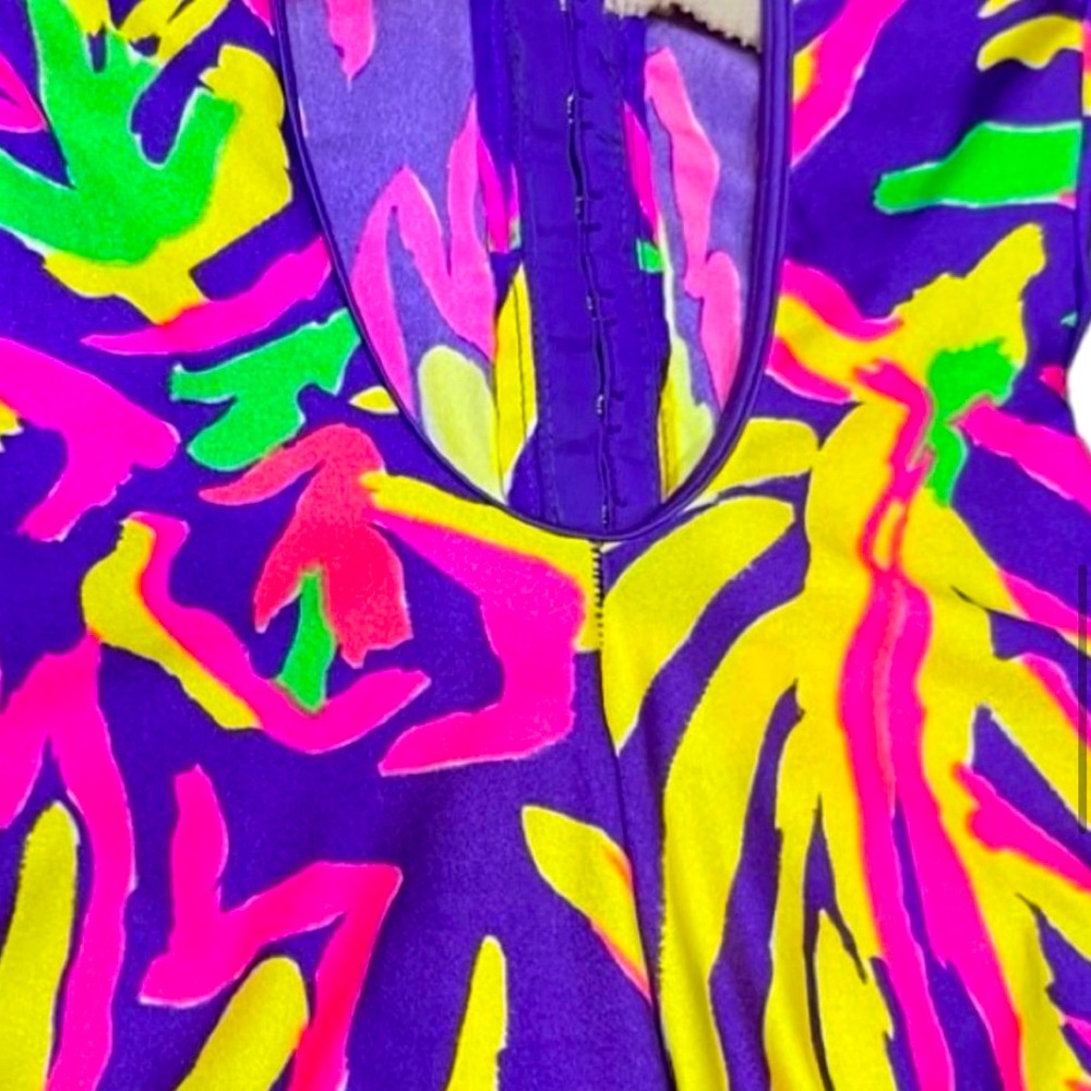 Vintage La Blanca 90s Miami Vice Barbie Neon One Piece Swimsuit - Picture 8 of 16